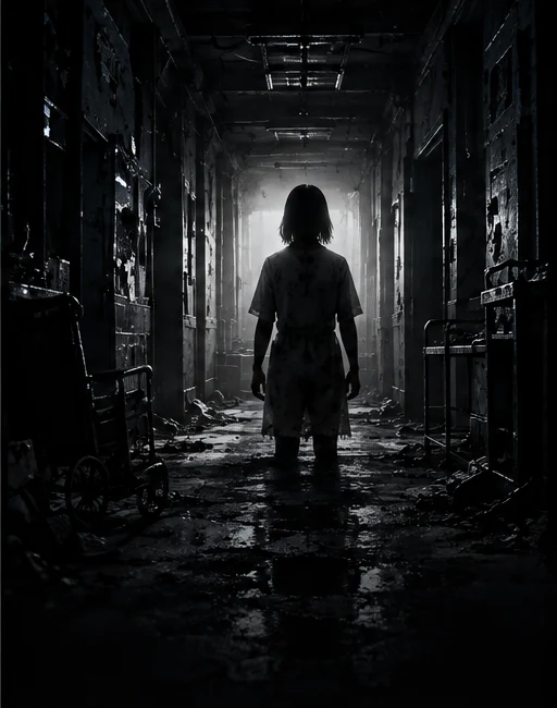 Una silueta misteriosa al final de un pasillo oscuro